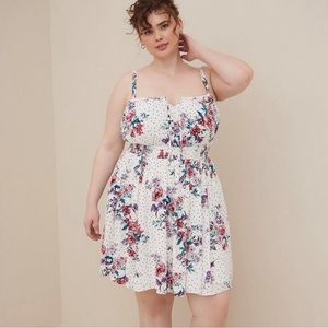 Torrid polka dot floral smocked dress size 00